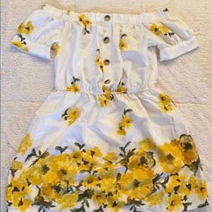 Super Cute White and Floral Off-shoulder Dress